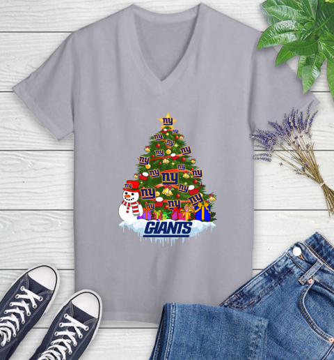 New York Giants Merry Christmas NFL Football Sports Women's V-Neck T-Shirt 4