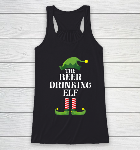 Beer Drinking Elf Matching Family Group Christmas Party PJ Racerback Tank