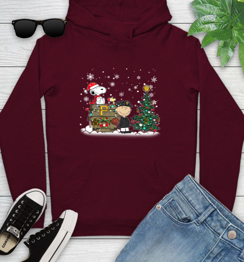 MLB Pittsburgh Pirates Snoopy Charlie Brown Christmas Baseball Commissioner's Trophy Youth Hoodie 7