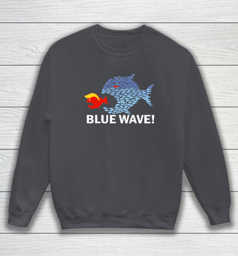Blue Wave 2024 Funny Big Fish Eat Little Fish Trump Hair Sweatshirt 3