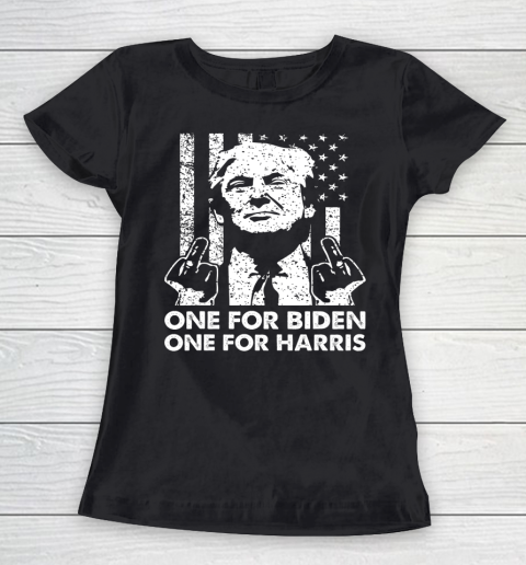 Trump Middle Finger One For Biden One For Harris Women's T-Shirt