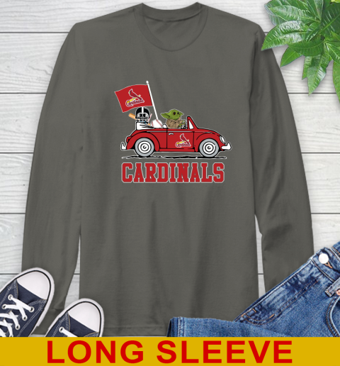 MLB Baseball St.Louis Cardinals Darth Vader Baby Yoda Driving Star Wars Shirt Long Sleeve T-Shirt 8
