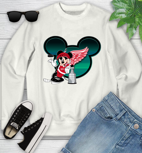 NHL Detroit Red Wings Stanley Cup Mickey Mouse Disney Hockey T Shirt Youth Sweatshirt