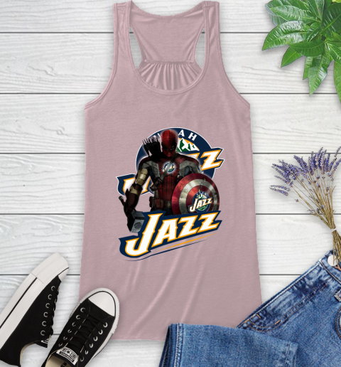 Utah Jazz NBA Basketball Captain America Thor Spider Man Hawkeye Avengers Racerback Tank 11