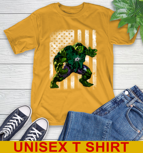 Dallas Stars Hulk Marvel Avengers NHL Hockey American Flag T-Shirt 2