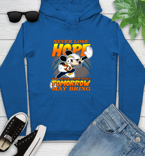 Los Angeles Chargers NFL Football Mickey Disney Never Lose Hope Youth Hoodie 11