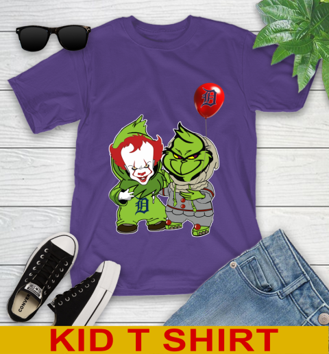 Baby Pennywise Grinch Christmas MLB Baseball Detroit Tigers Youth T-Shirt 4