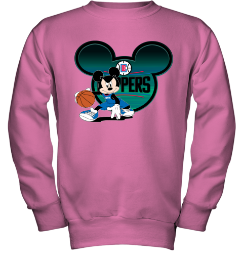 NBA LA Clippers Mickey Mouse Disney Basketball OpnpzXK66KT youth sweatshirt 47 12 eeedec front safety pink