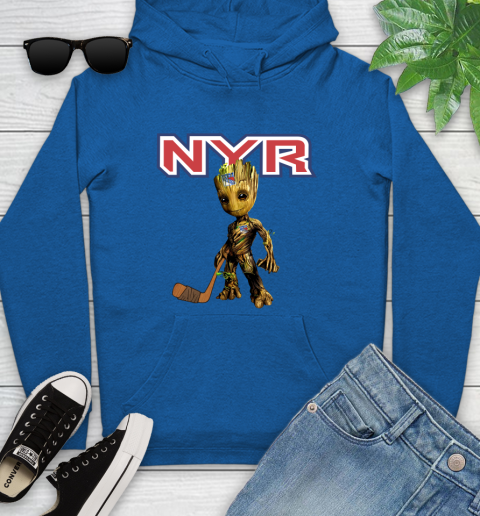 New York Rangers NHL Hockey Groot Marvel Guardians Of The Galaxy Youth Hoodie 9