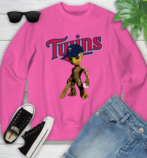 MLB Minnesota Twins Groot Guardians Of The Galaxy Baseball Youth Sweatshirt 7