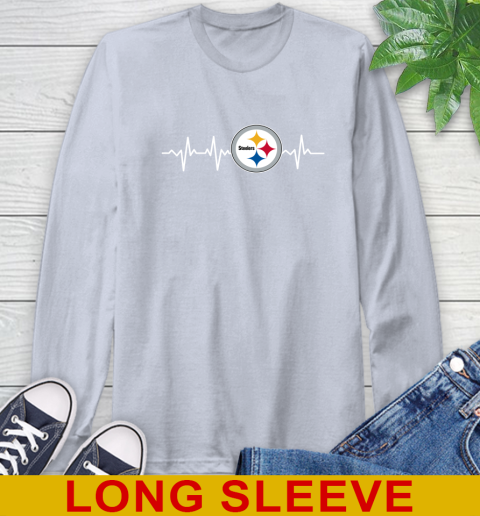 Pittsburgh Steelers NFL Football Heart Beat Shirt Long Sleeve T-Shirt 6
