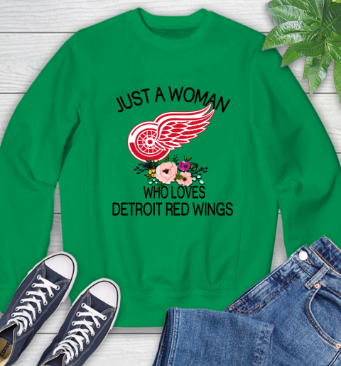 NHL Just A Woman Who Loves Detroit Red Wings Hockey Sports Sweatshirt 4