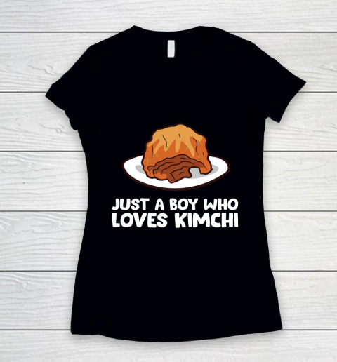 Just a Boy Who Loves Kimchis Funny Kimchi Women's V-Neck T-Shirt