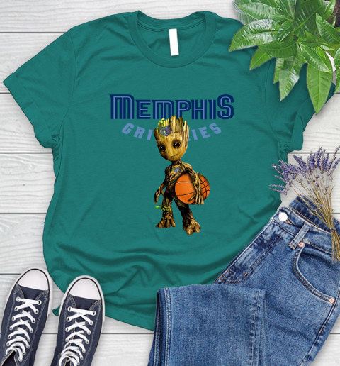 Memphis Grizzlies NBA Basketball Groot Marvel Guardians Of The Galaxy Women's T-Shirt 12