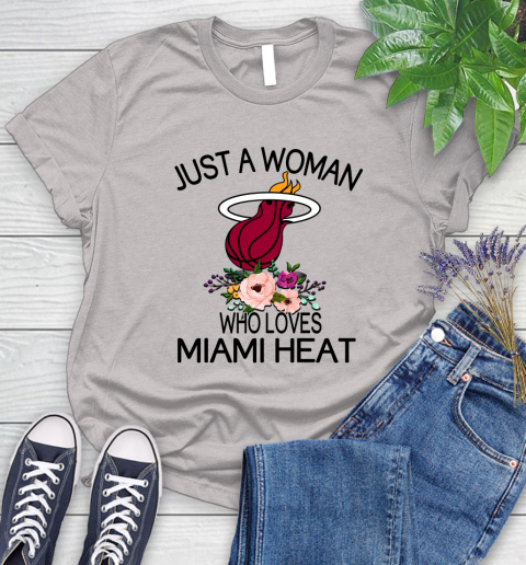 NBA Just A Woman Who Loves Miami Heat Basketball Sports Women's T-Shirt 10