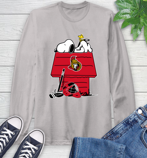 Ottawa Senators NHL Hockey Snoopy Woodstock The Peanuts Movie Long Sleeve T-Shirt 12