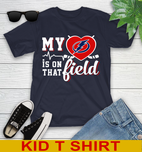 NHL My Heart Is On That Field Hockey Sports Tampa Bay Lightning Youth T-Shirt 2