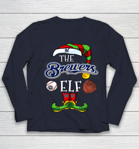 Milwaukee Brewers Christmas ELF Funny MLB Youth Long Sleeve 2