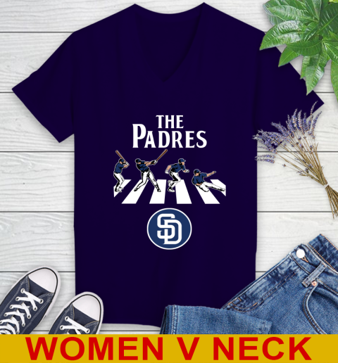 MLB Baseball San Diego Padres The Beatles Rock Band Shirt Women's V-Neck T-Shirt 3