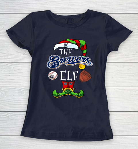 Milwaukee Brewers Christmas ELF Funny MLB Women's T-Shirt 2