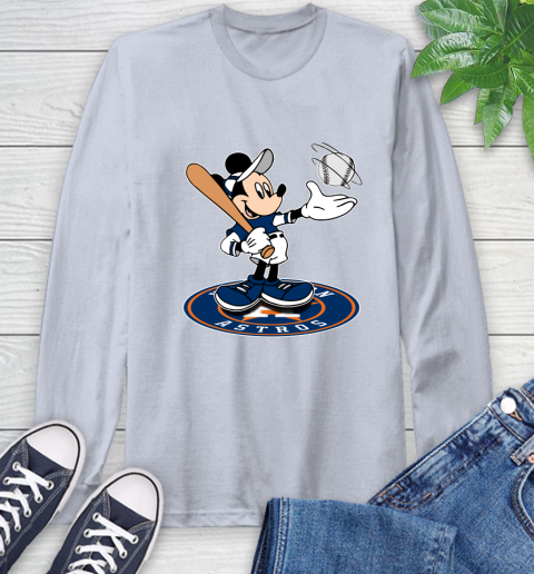 MLB Baseball Houston Astros Cheerful Mickey Disney Shirt Long Sleeve T-Shirt 6