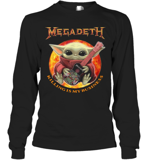 Baby Yoda Hug Megadeth Guitar Killing My Business Long Sleeve T-Shirt