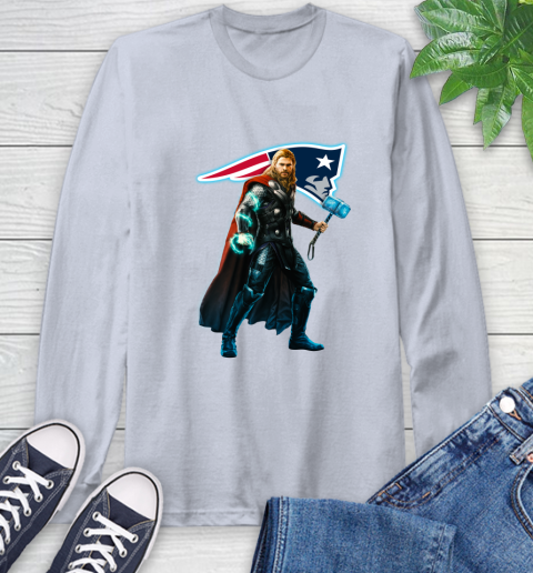 NFL Thor Avengers Endgame Football New England Patriots Long Sleeve T-Shirt 6