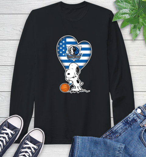 Dallas Mavericks NBA Basketball The Peanuts Movie Adorable Snoopy Long Sleeve T-Shirt 2