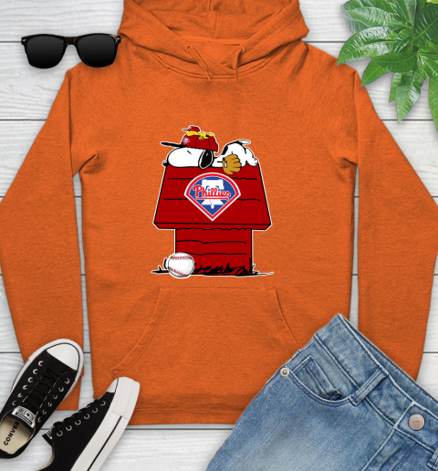 MLB Philadelphia Phillies Snoopy Woodstock The Peanuts Movie Baseball T Shirt_000 Youth Hoodie 5