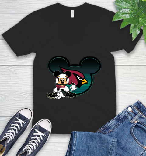 NFL Arizona Cardinals Mickey Mouse Disney Football T Shirt V-Neck T-Shirt 2