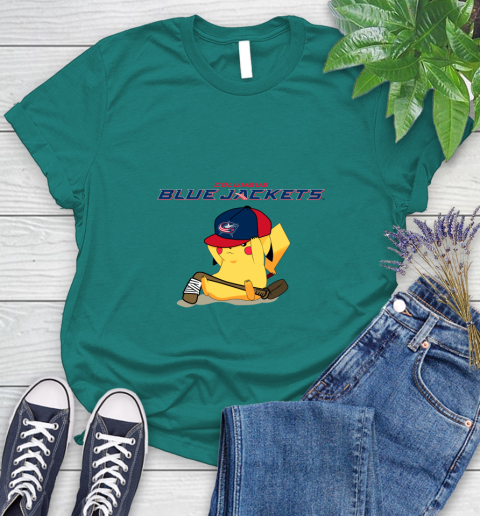 NHL Pikachu Hockey Sports Columbus Blue Jackets Women's T-Shirt - Image 13