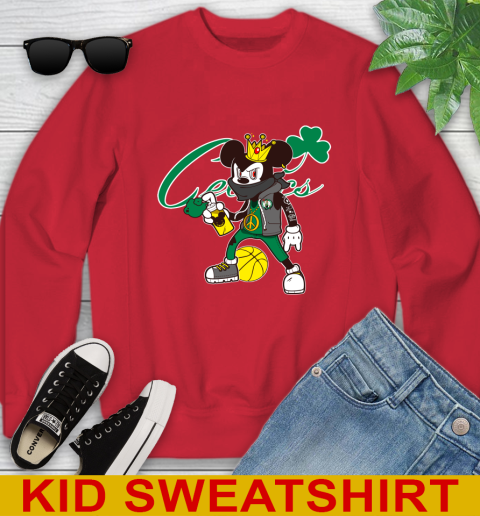 Boston Celtics NBA Basketball Mickey Peace Sign Sports Youth Sweatshirt 8