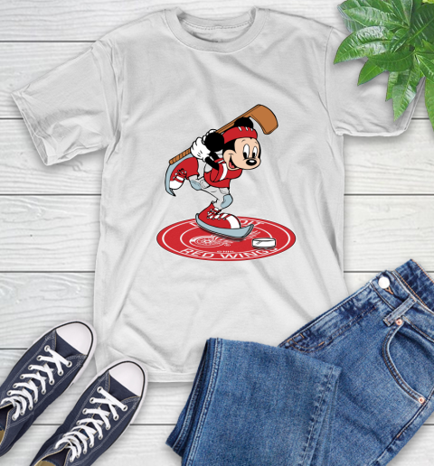 NHL Hockey Detroit Red Wings Cheerful Mickey Disney Shirt T-Shirt 2