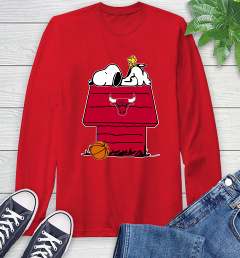 Chicago Bulls NBA Basketball Snoopy Woodstock The Peanuts Movie Long Sleeve T-Shirt 10