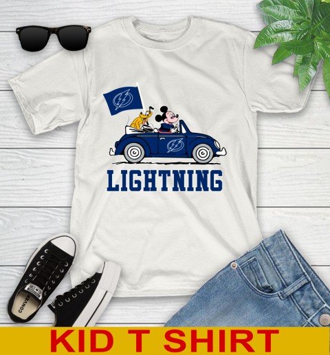 NHL Hockey Tampa Bay Lightning Pluto Mickey Driving Disney Shirt Youth T-Shirt