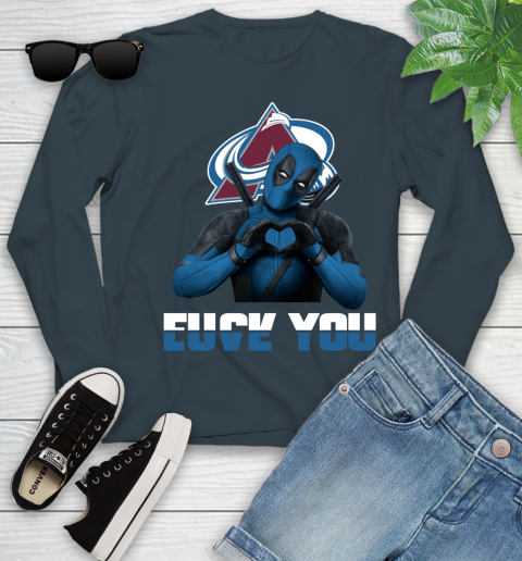 NHL Colorado Avalanche Deadpool Love You Fuck You Hockey Sports Youth Long Sleeve 9