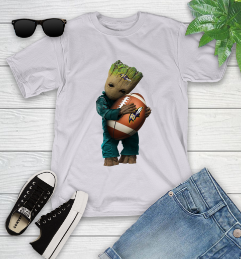 NFL Groot Guardians Of The Galaxy Football Sports Baltimore Ravens Youth T-Shirt - Image 5