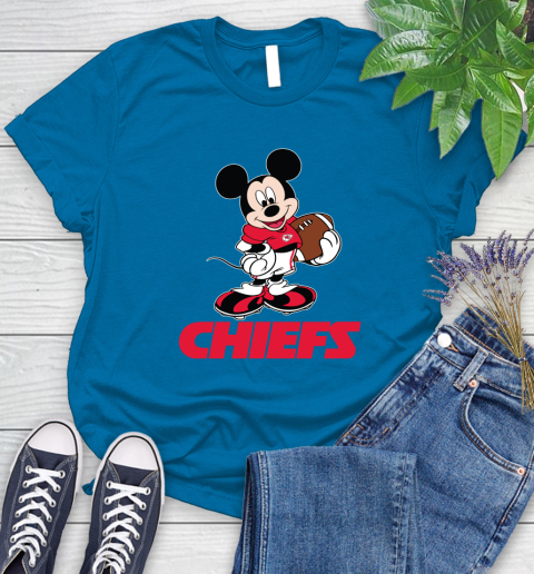 NFL Football Kansas City Chiefs Cheerful Mickey Mouse Shirt Women's T-Shirt 8