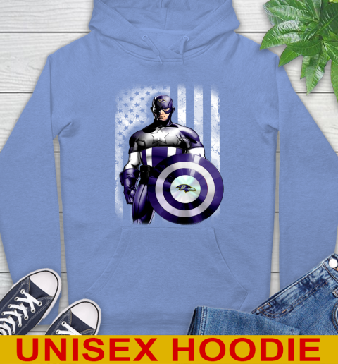 Baltimore Ravens NFL Football Captain America Marvel Avengers American Flag Shirt Hoodie 11