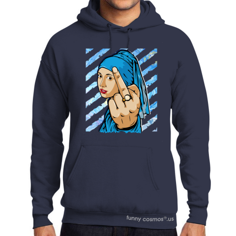 Air Jordan 11 UNC Lows Matching Sneaker Tshirt The Girl With The Pearl Earing Middle Finger Blue and White Jordan Shirt