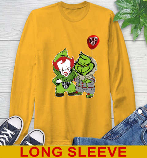 Brooklyn Nets Baby Pennywise Grinch Christmas NBA Basketball Long Sleeve T-Shirt 3
