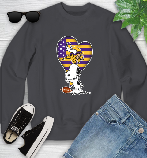 Minnesota Vikings NFL Football The Peanuts Movie Adorable Snoopy Youth Sweatshirt 6