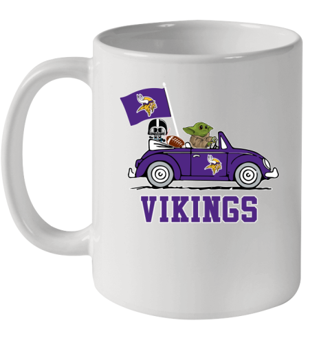 NFL Football Minnesota Vikings Darth Vader Baby Yoda Driving Star Wars Shirt Ceramic Mug 11oz