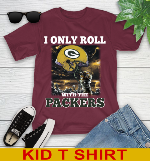 Green Bay Packers NFL Football I Only Roll With My Team Sports Youth T-Shirt 5