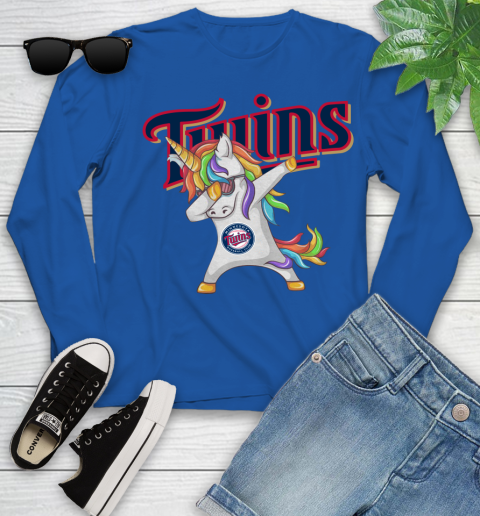 Minnesota Twins MLB Baseball Funny Unicorn Dabbing Sports Youth Long Sleeve 9