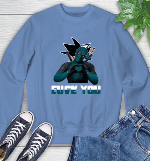 NHL San Jose Sharks Deadpool Love You Fuck You Hockey Sports Sweatshirt - Image 12