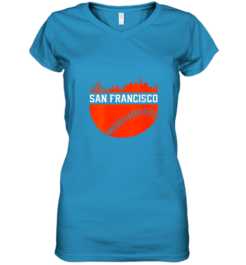 tpsx womens san francisco baseball vintage sf the city skyline gift women v neck t shirt 39 front sapphire