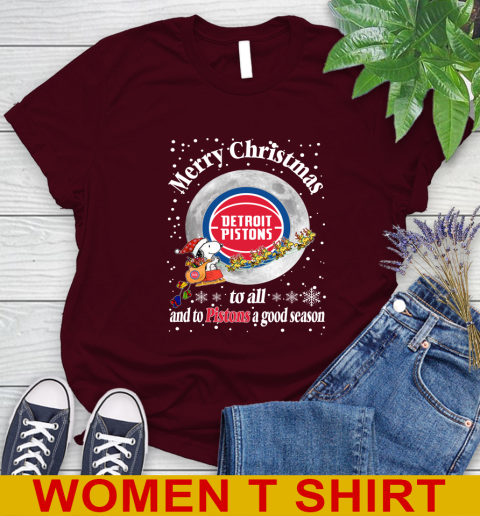 Detroit Pistons Merry Christmas To All And To Pistons A Good Season NBA Basketball Sports Women's T-Shirt 6