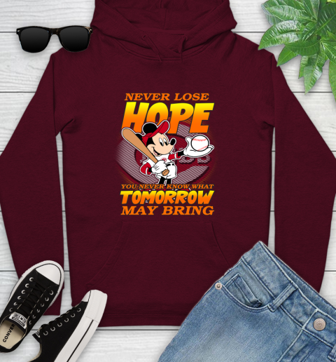 Cincinnati Reds MLB Baseball Mickey Disney Never Lose Hope Youth Hoodie 7
