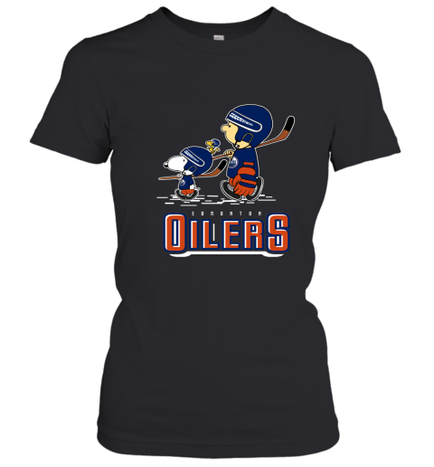 Let's Play Oilers Ice Hockey Snoopy NHL Women's T-Shirt